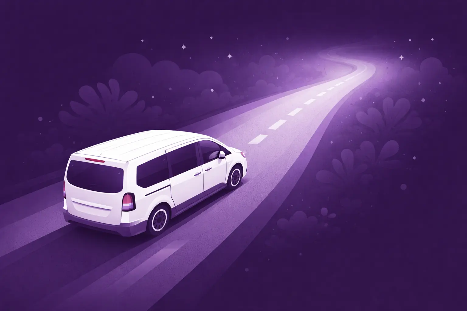 Transfer sayfası yenileniyor — yolda ilerleyen araç ilustrasyonu